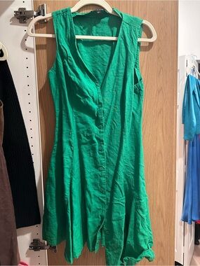 J. Crew Emerald Green Sleeveless Button-Front Dress